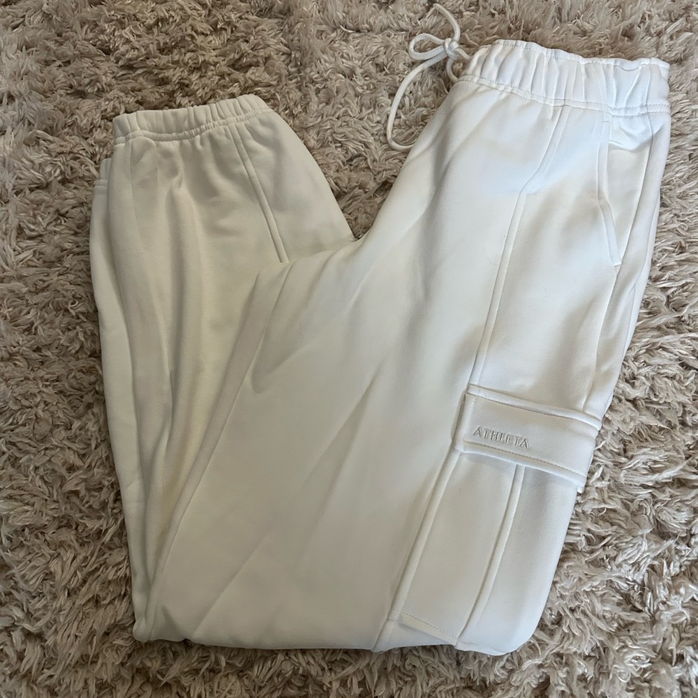 Athleta White Jogger Pants with Pocket, Size Small, NWT!